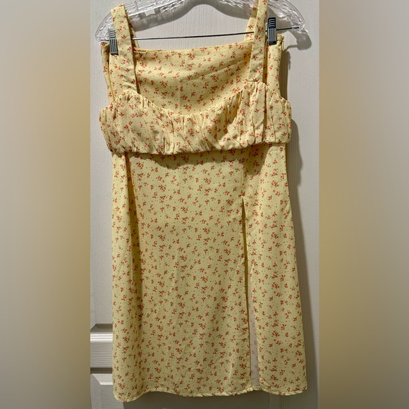 Princess Polly 2 Piece Midi Skirt w Front Slit Yellow w Orange Floral - Picture 2 of 14